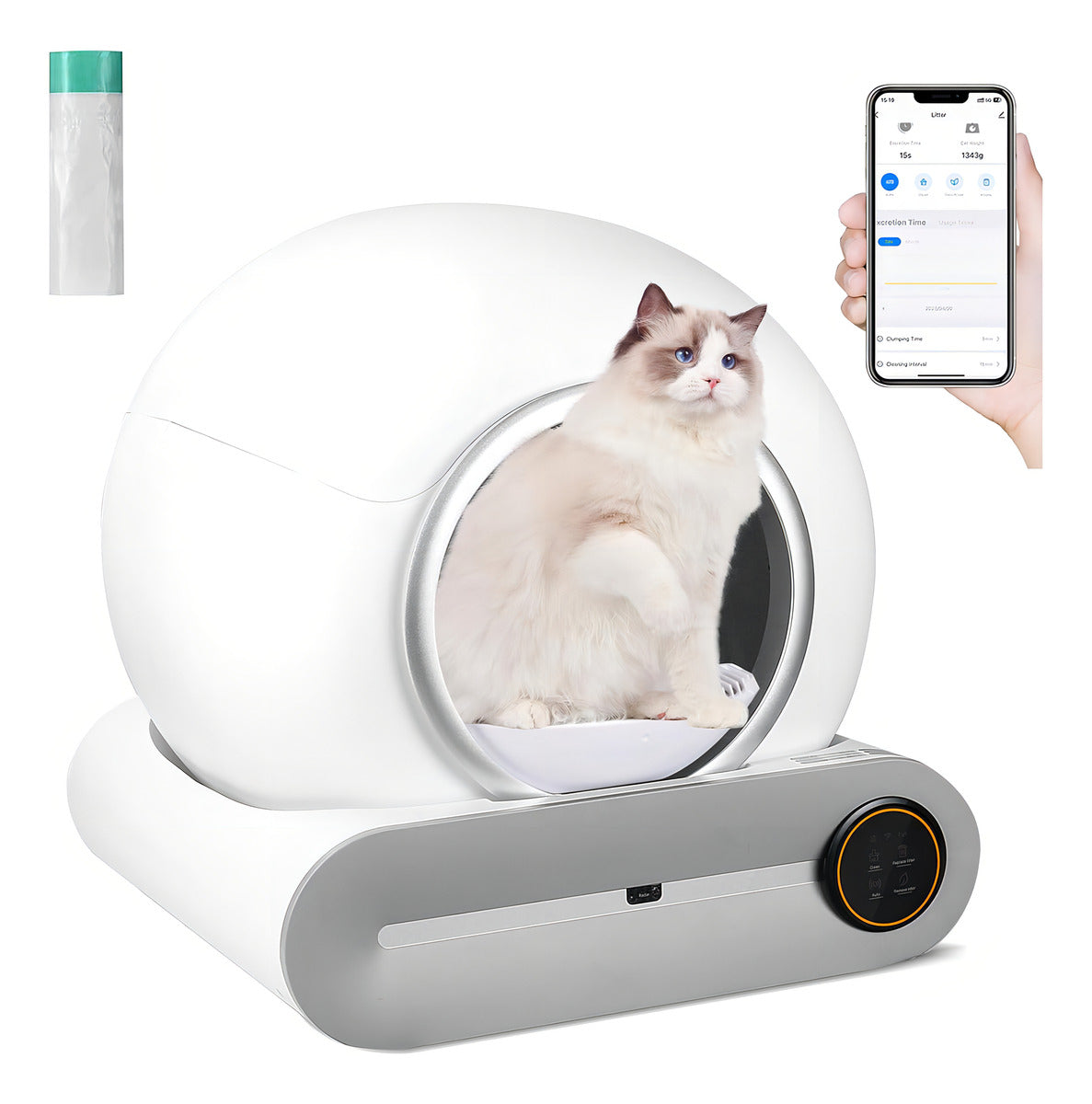Arenero Automático Inteligente para Gatos con App — Autolimpiable con Sensores