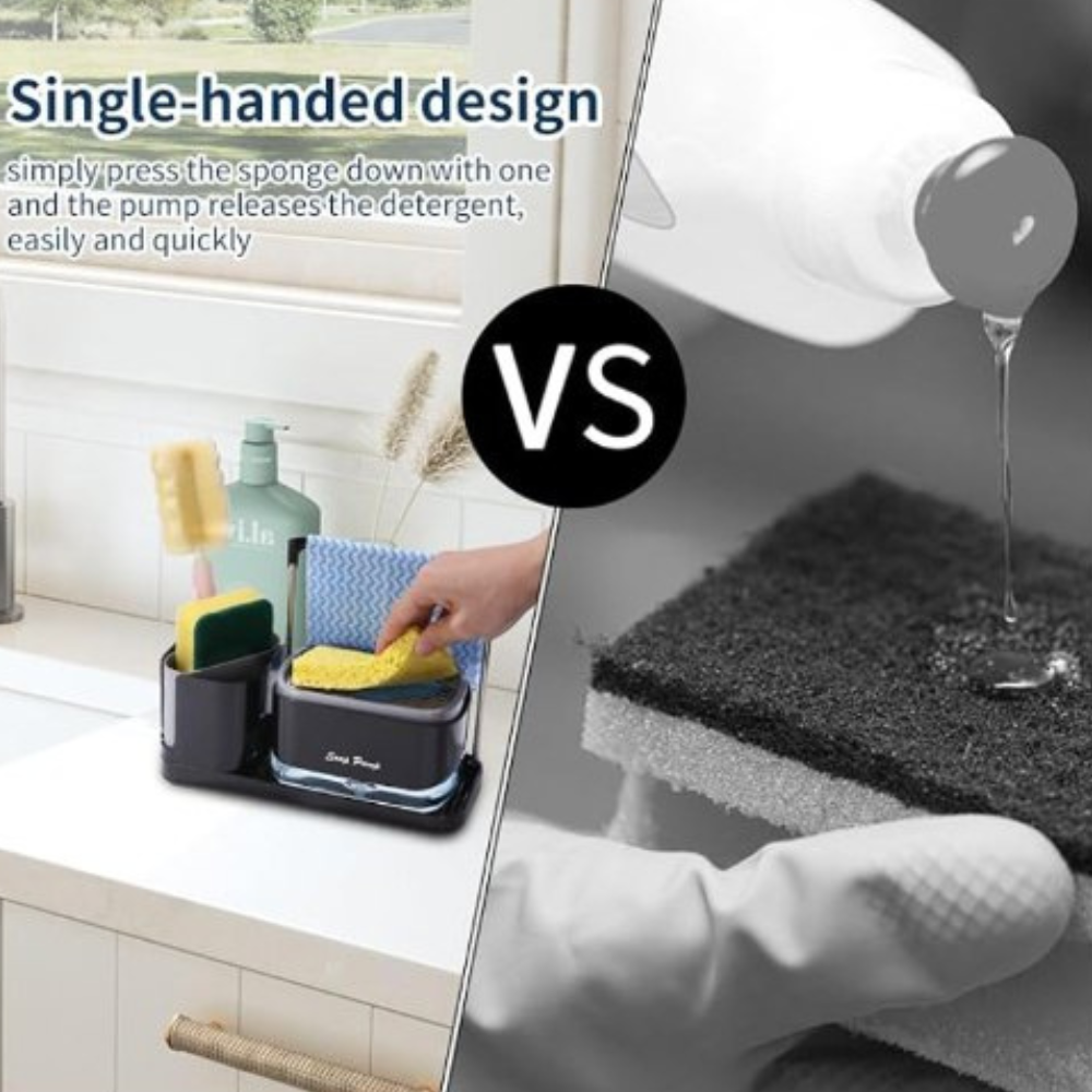 Dispensador de Jabón Pro-Sponge para Platos: Limpieza Rápida y Organizada en un Solo Toque