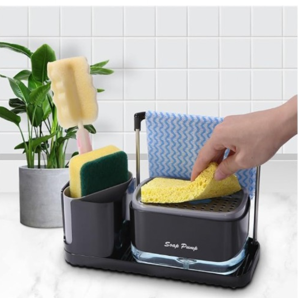 Dispensador de Jabón Pro-Sponge para Platos: Limpieza Rápida y Organizada en un Solo Toque