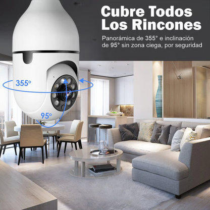 Cámara de Seguridad WiFi Tipo Bombillo 360°: Protección Discreta