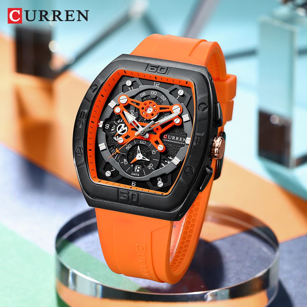 Reloj Curren 8443 — Pulso Siliconado y Acero, Combinación Ganadora