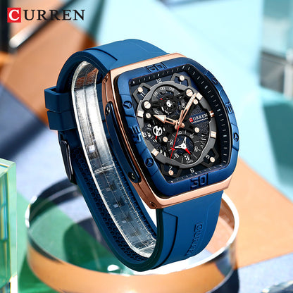 Reloj Curren 8443 — Pulso Siliconado y Acero, Combinación Ganadora