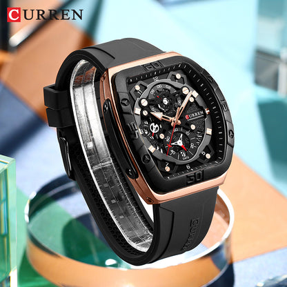 Reloj Curren 8443 — Pulso Siliconado y Acero, Combinación Ganadora