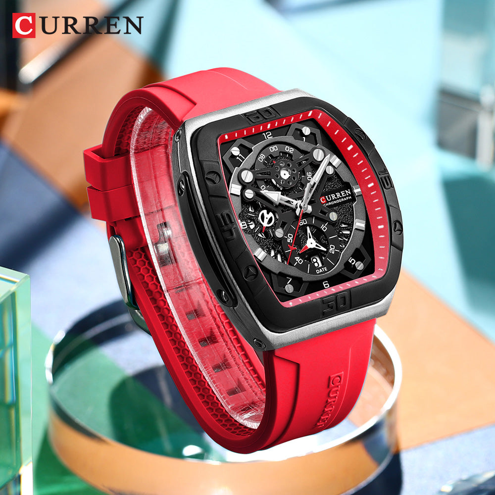 Reloj Curren 8443 — Pulso Siliconado y Acero, Combinación Ganadora
