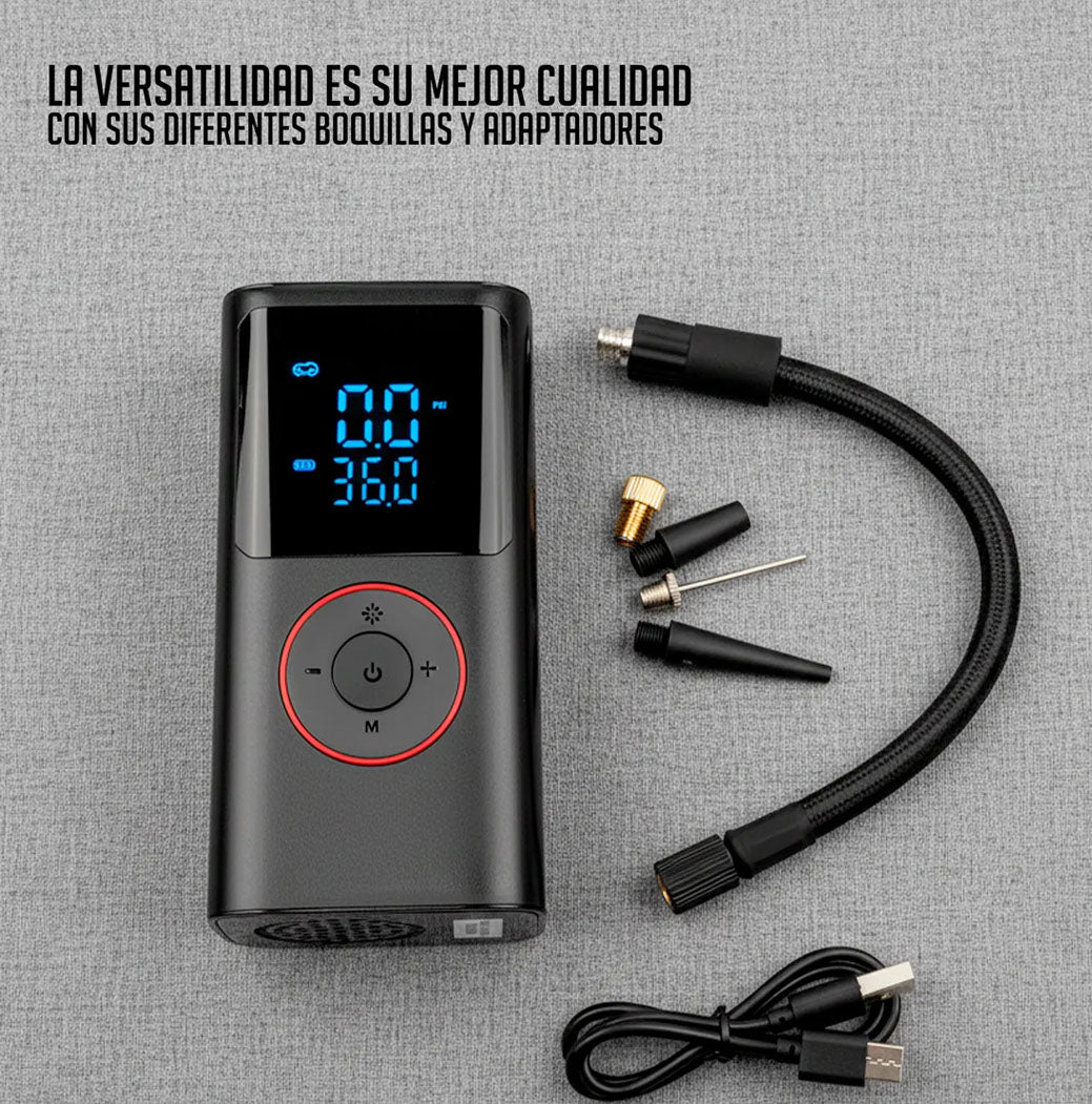 🔌 Inflador Eléctrico Portátil Digital – Infla Neumáticos, Pelotas y Colchones en Segundos