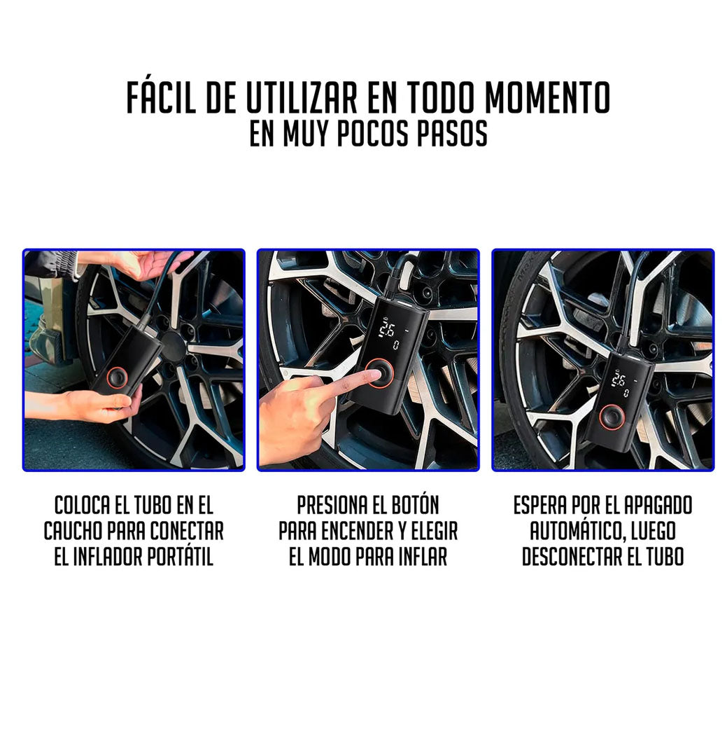 🔌 Inflador Eléctrico Portátil Digital – Infla Neumáticos, Pelotas y Colchones en Segundos
