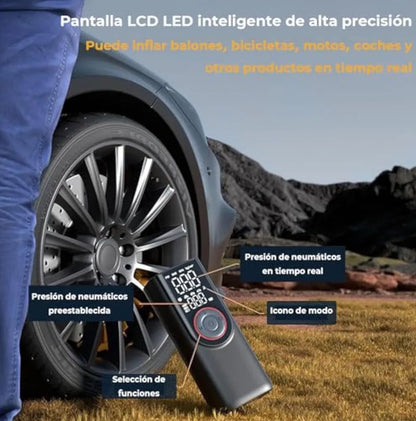 🔌 Inflador Eléctrico Portátil Digital – Infla Neumáticos, Pelotas y Colchones en Segundos