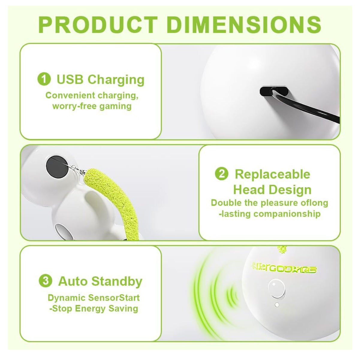 Juguete Interactivo para Gatos Gusano con Sensor de Movimiento — Automático Recargable USB-C