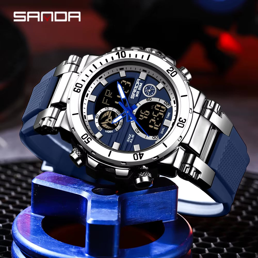 Reloj Sanda 6175 — Doble Hora para Hombre