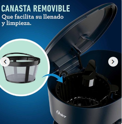 Cafetera Oster de 12 Tazas con Jarra de Vidrio 1,8 L — Filtro Permanente y Mantiene Caliente