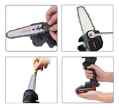 Mini Motosierra de Mano Portátil — Corta Ramas y Leña con Una Sola Mano