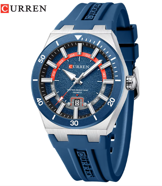Reloj Curren 8491 — Pulso Siliconado, Estilo Moderno