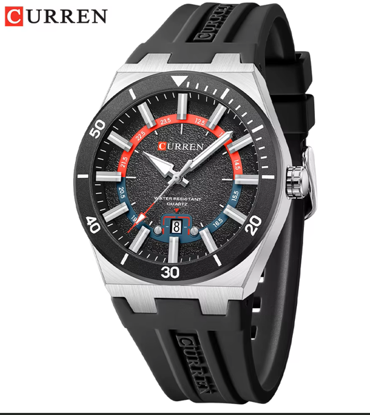 Reloj Curren 8491 — Pulso Siliconado, Estilo Moderno
