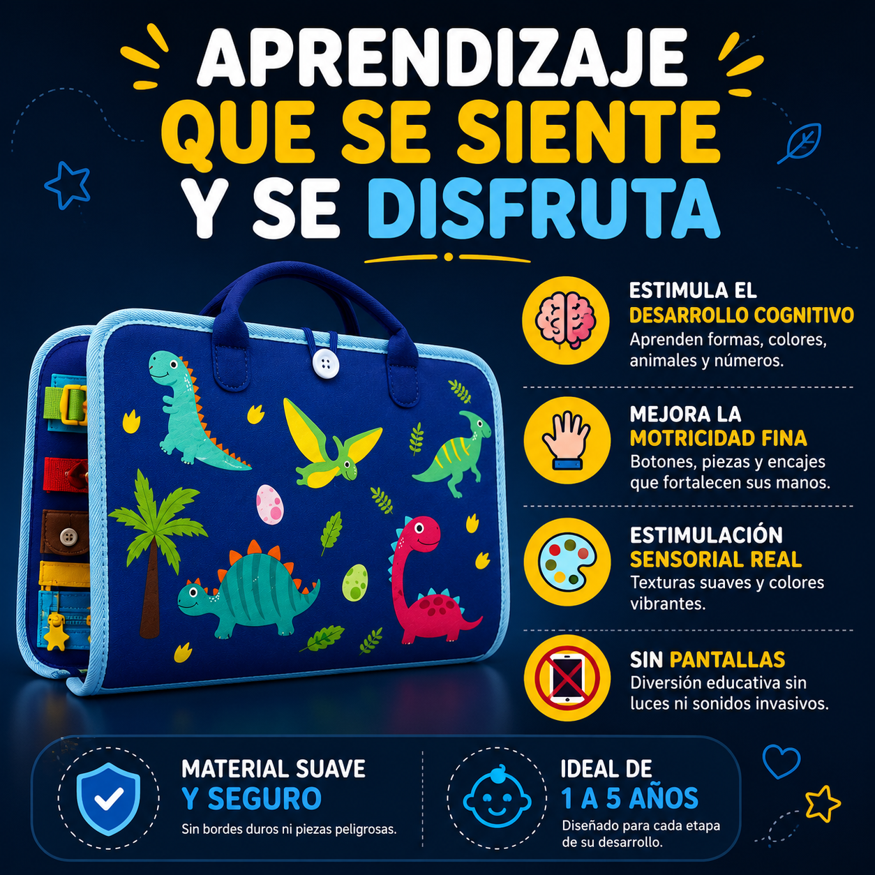 Libro Sensorial Montessori Tela Educativo