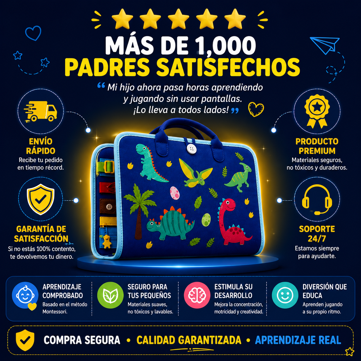 Libro Sensorial Montessori Tela Educativo