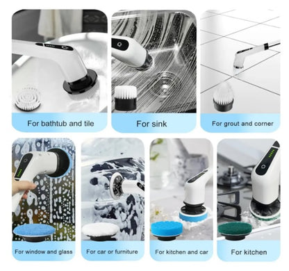 Cepillo Eléctrico Giratorio Multifuncional 9 en 1 — Limpieza Profunda en Baños, Cocinas y Más