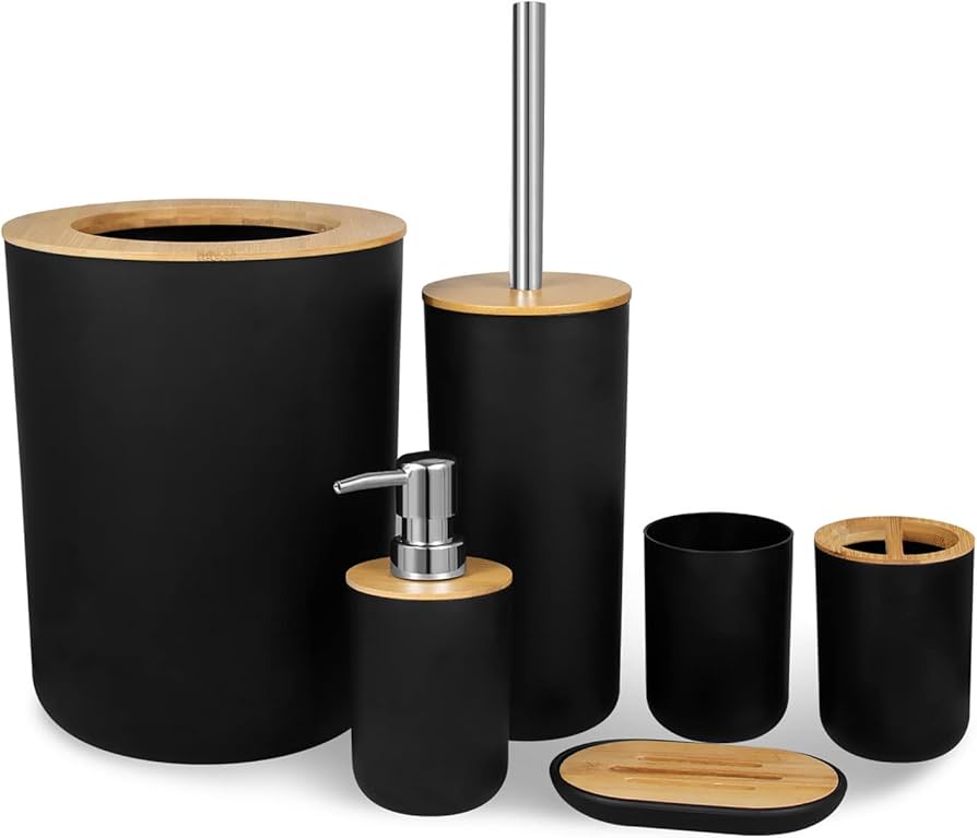 Set Completo de Accesorios para Baño — Portacepillos, Jabonera, Dispensador y más en 6 Colores