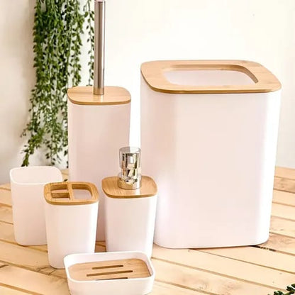 Set Completo de Accesorios para Baño — Portacepillos, Jabonera, Dispensador y más en 6 Colores