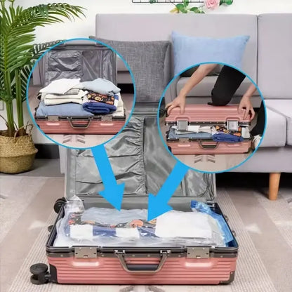 Kit 5 Bolsas al Vacío para Ropa con Bomba Manual — Ahorra hasta 80% de Espacio en tu Armario