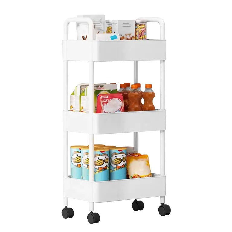 Carrito Organizador Multiusos de 3 Niveles con Ruedas — Almacenamiento Móvil para Cocina, Baño u Oficina