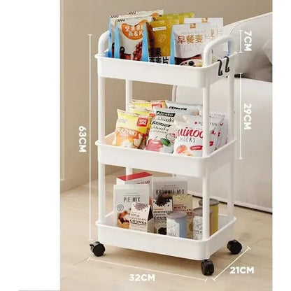 Carrito Organizador Multiusos de 3 Niveles con Ruedas — Almacenamiento Móvil para Cocina, Baño u Oficina