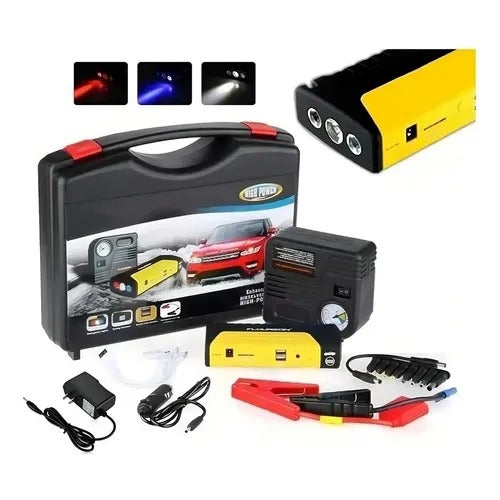 Kit de Emergencia Automotriz 4 en 1 - Arrancador de Batería High Power con Compresor de Aire y Power Bank
