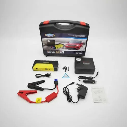 Kit de Emergencia Automotriz 4 en 1 - Arrancador de Batería High Power con Compresor de Aire y Power Bank