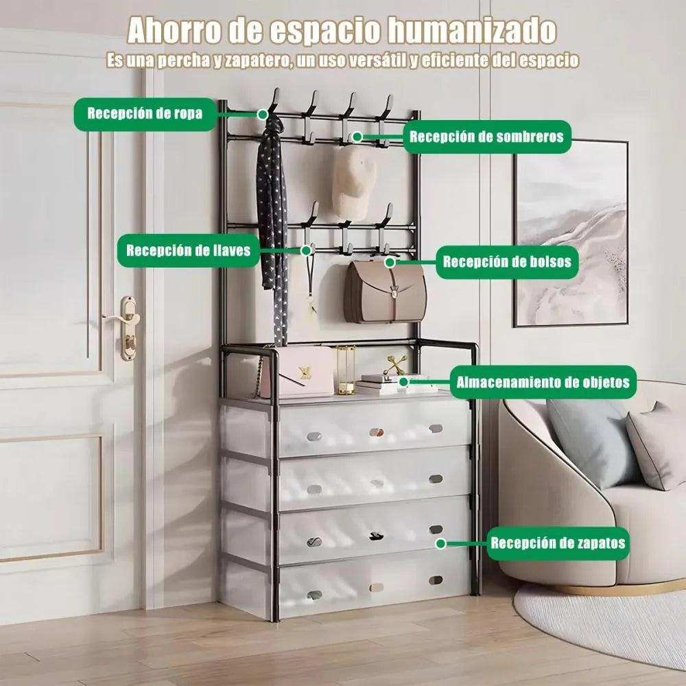 Zapatero Antipolvo Vertical de Gran Capacidad con Tapa en Acrílico - Optimiza el Espacio de tu Hogar