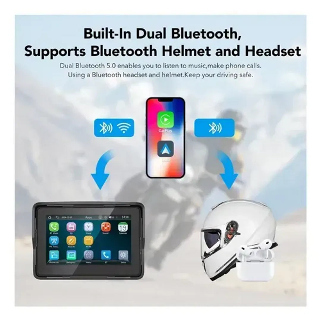 Pantalla Inteligente para Moto con Apple CarPlay y Android Auto — Navegación y multimedia HD
