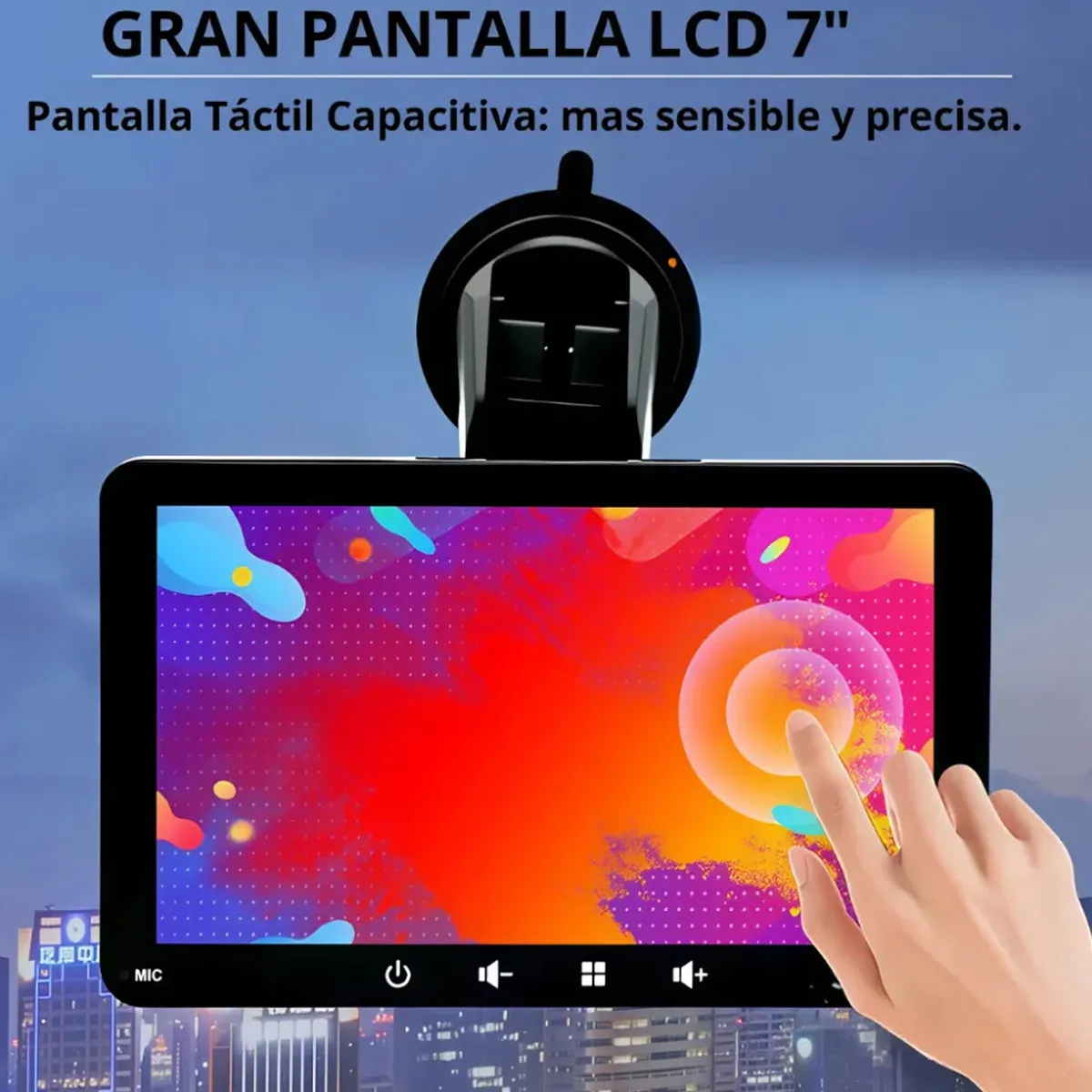 Pantalla CarPlay 7" Android Auto Bluetooth - detalle