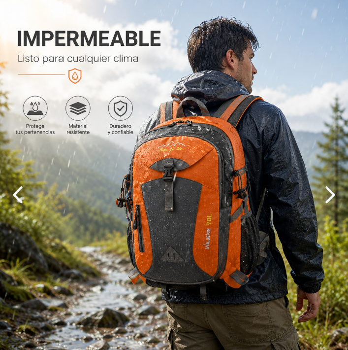 Bolso de Camping Impermeable 40 Litros - vista lateral