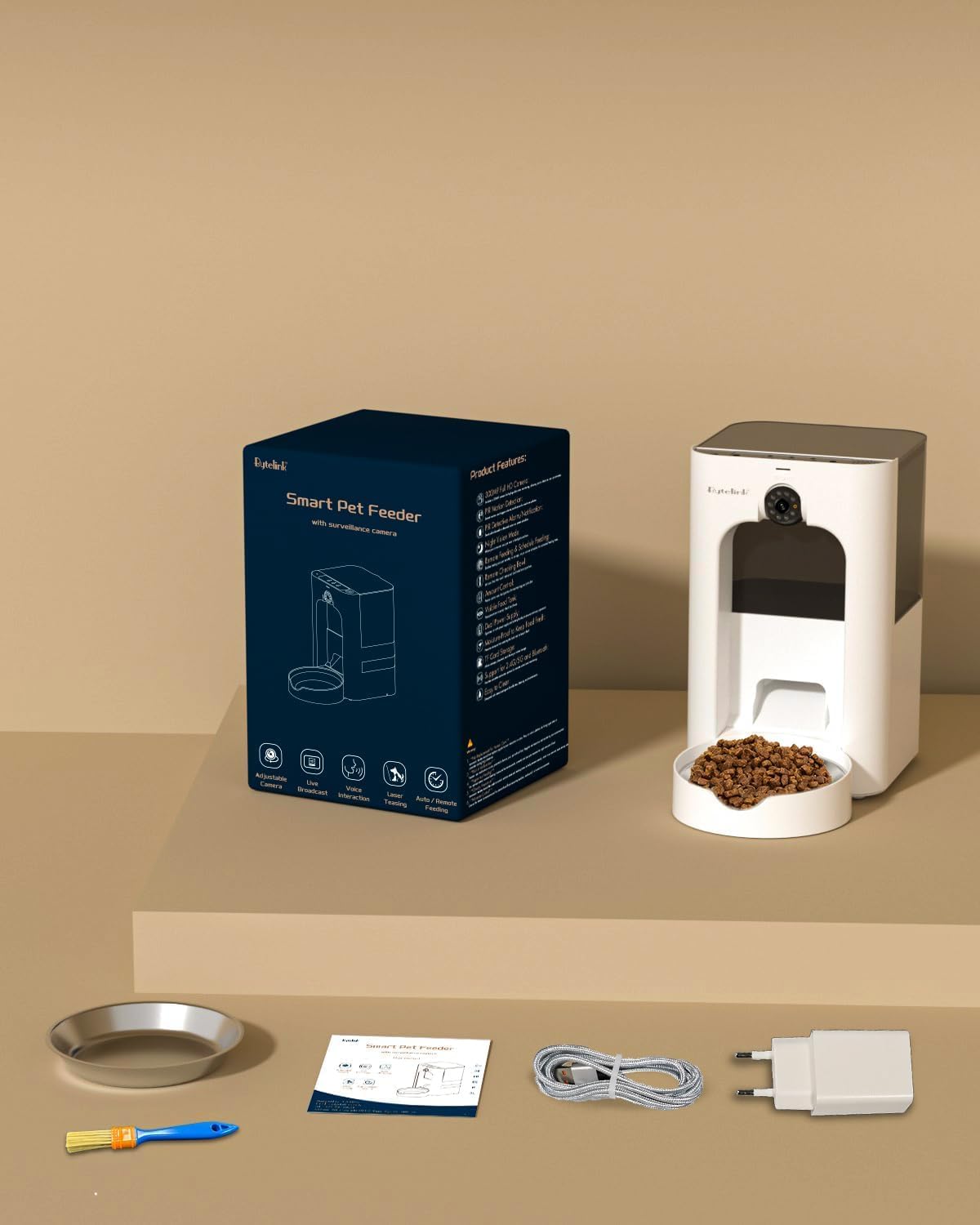 Dispensador de Comida Inteligente para Mascotas - vista lateral