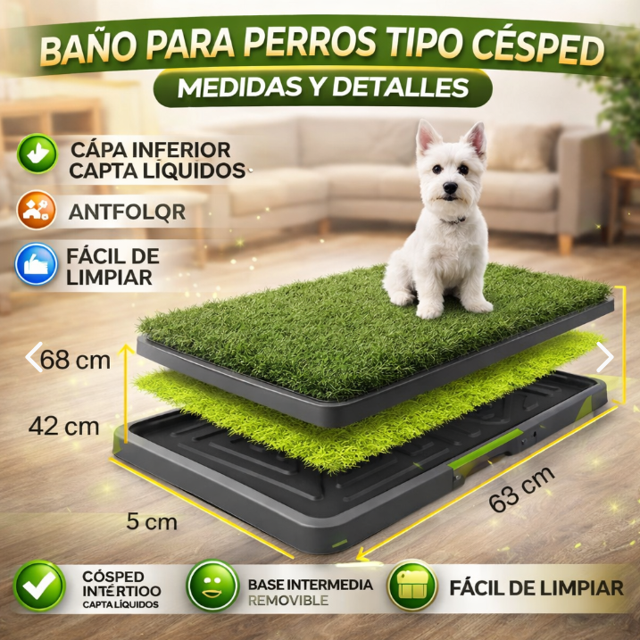 Baño para Perros Tipo Césped Artificial
