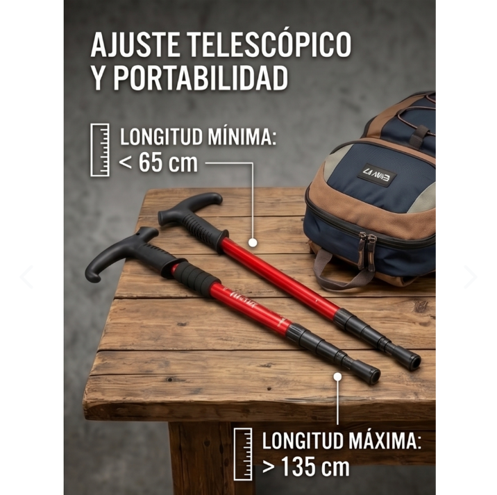 Bastón Telescópico de Senderismo – Soporte Ajustable con Alerta de Seguridad