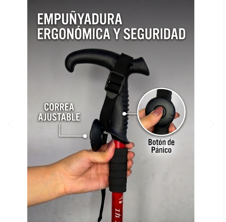 Bastón Telescópico de Senderismo – Soporte Ajustable con Alerta de Seguridad