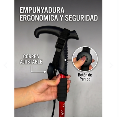 Bastón Telescópico de Senderismo – Soporte Ajustable con Alerta de Seguridad