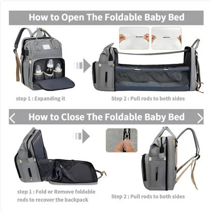 Bolso Pañalera con Cuna y Colchón Portátil – Práctica para - vista lateral