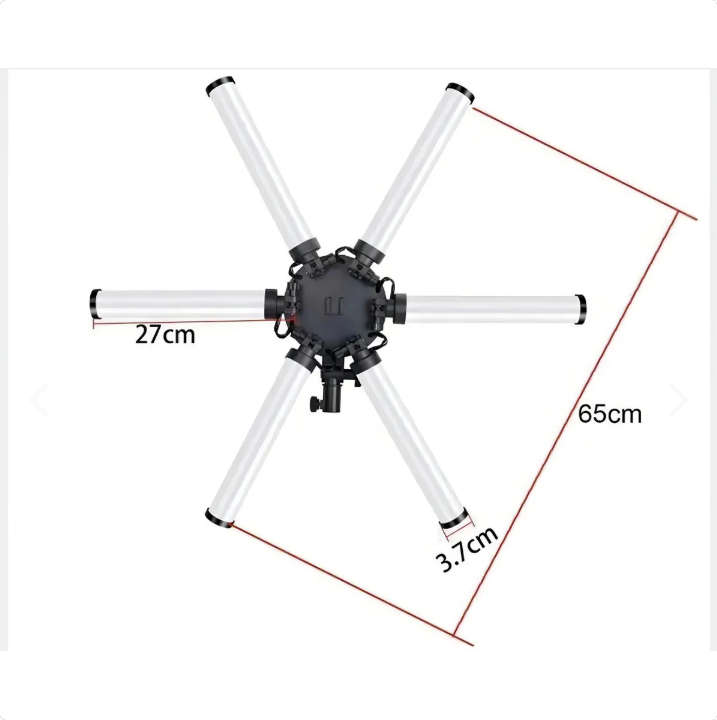 Aro de Luz Estrella 6 Barras – Iluminación Profesional para tus Fotos y Video