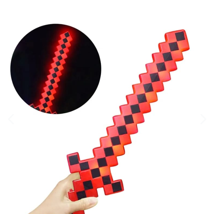 Juguete Espada Minecraft Pixel LED - detalle