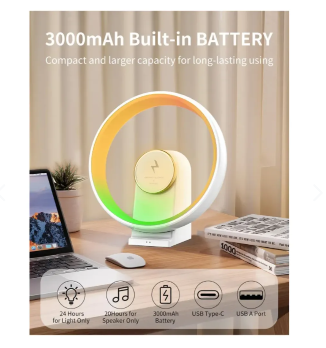 Lámpara LED con Parlante – Iluminación y Música en uno - vista alternativa