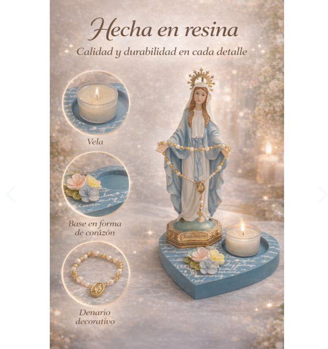 Virgen Milagrosa con Base de Corazón - vista alternativa