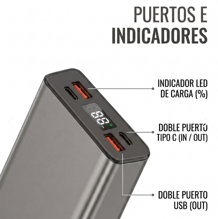 Power Bank Metálica MG-51 - detalle