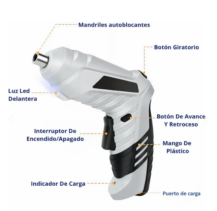 Kit Destornillador Eléctrico Recargable Tipo Lápiz | 6 Puntas