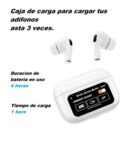 Audífonos Bluetooth A9 Pro con Pantalla LED: Sonido Premium y Notificaciones Inteligentes