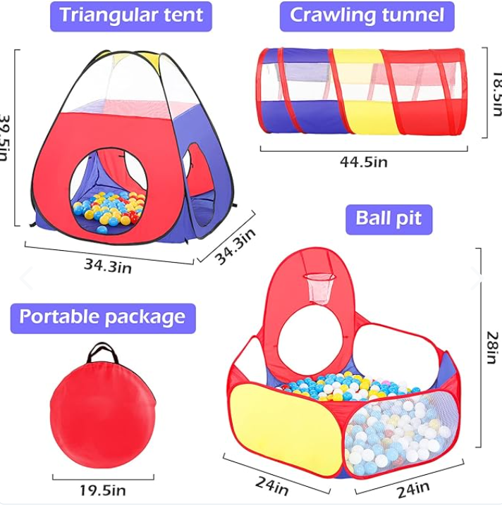 Tienda De Juguetes 3 En 1 – Casa, Túnel Y Pelotas