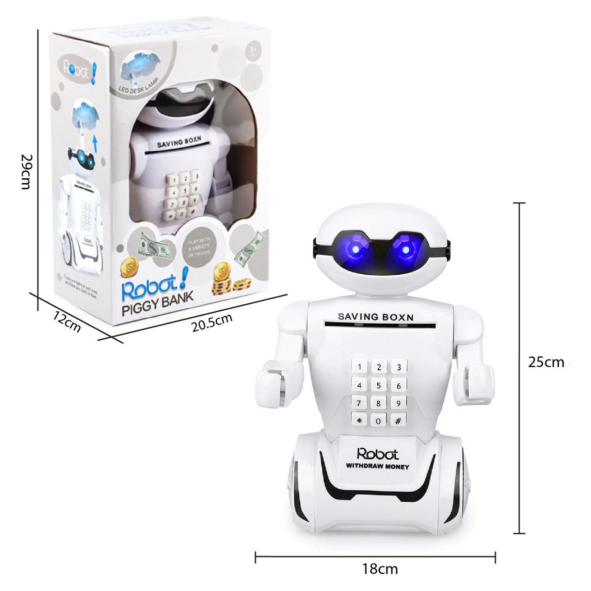 Alcancía Electrónica Robot Caja Fuerte – Juguete Interactivo - vista lateral