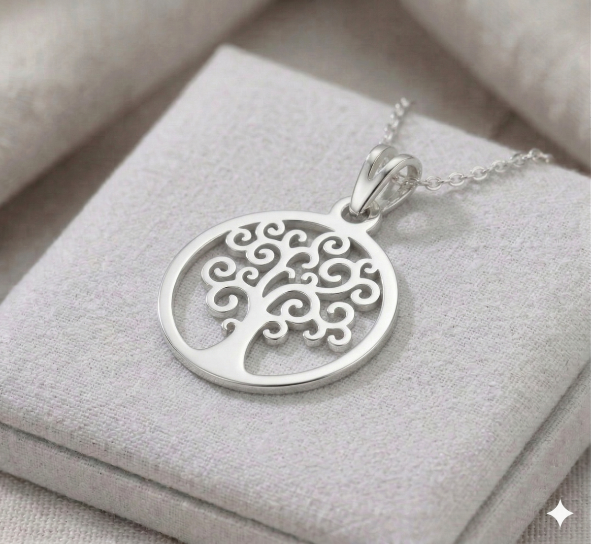 Cadena y Dije Arbol de la Vida Plata - vista alternativa
