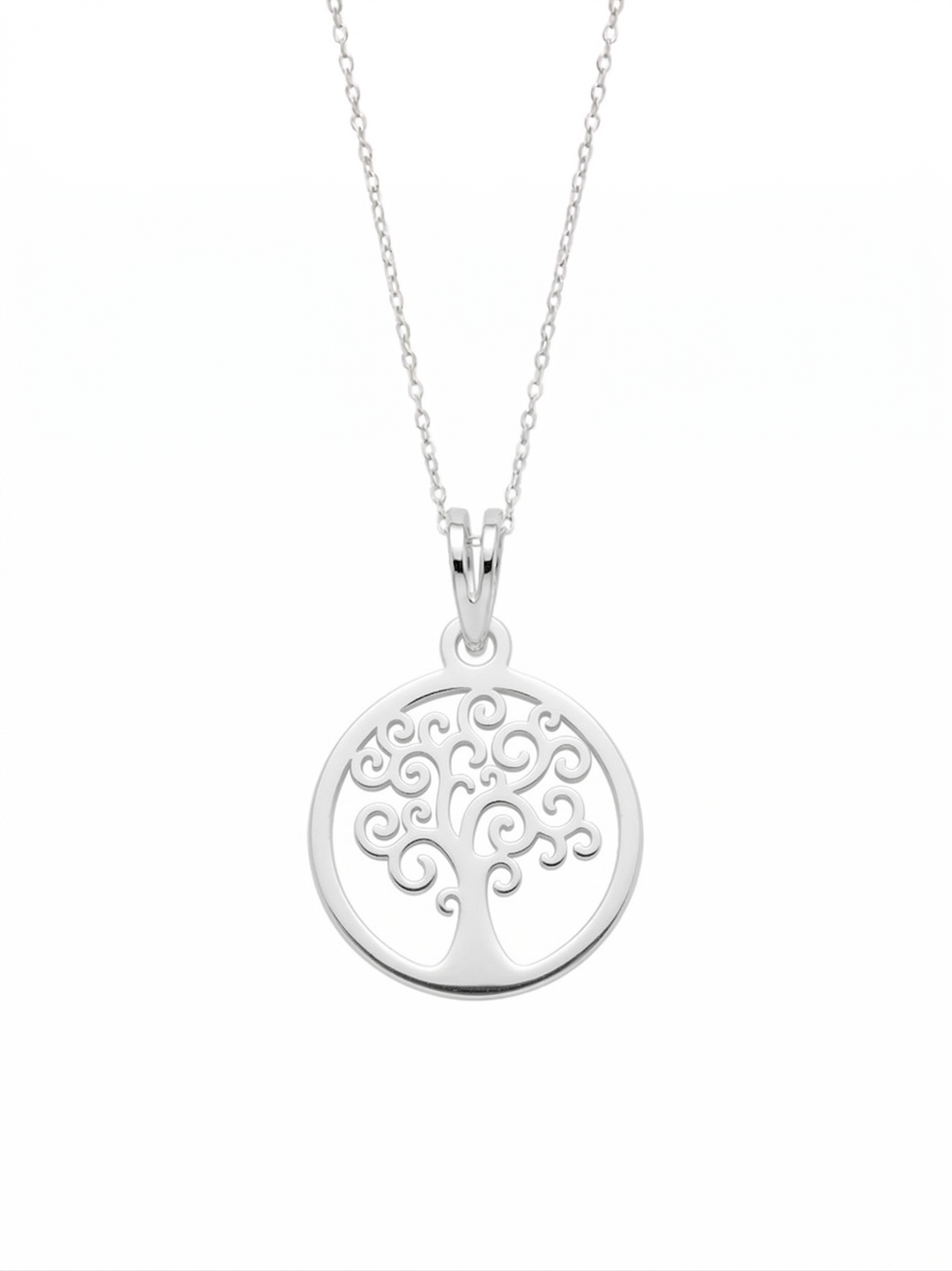 Cadena y Dije Arbol de la Vida Plata - vista lateral