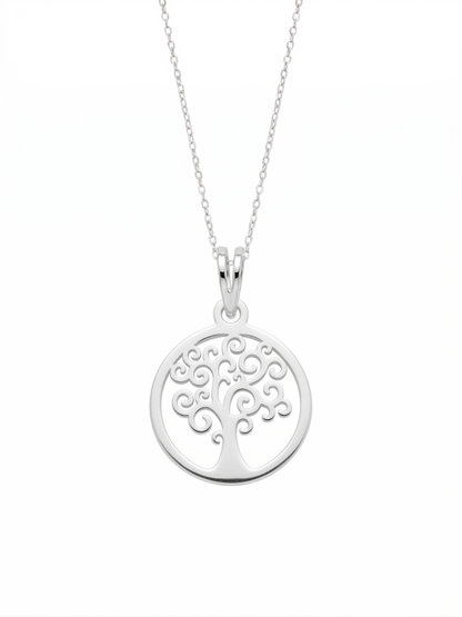 Cadena y Dije Arbol de la Vida Plata - vista lateral