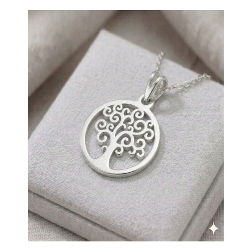 Cadena y Dije Arbol de la Vida Plata - detalle